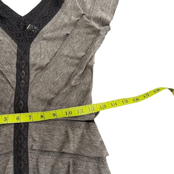 Free People Gray/Taupe Mia Waterfall Ruffle V-Neck Cap Hi-Lo Maxi Dress (XS) - Picture 11 of 15